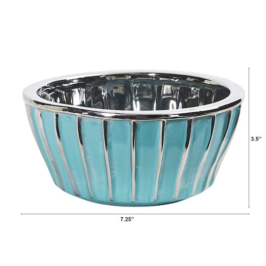 3.5" Teal Vase with Silver Burnishing